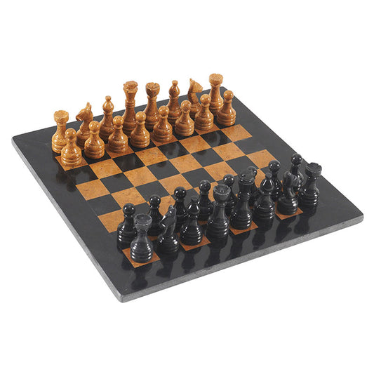 15" Artreestry Handmade Marble Chess Set Black and Golden