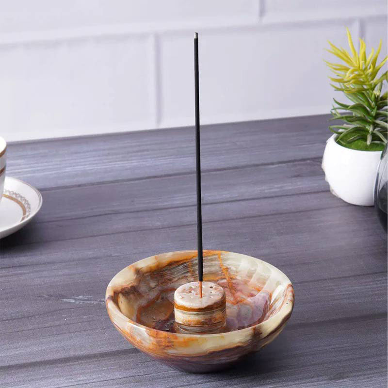 Artreestry Handmade Marble Incense Holder Round