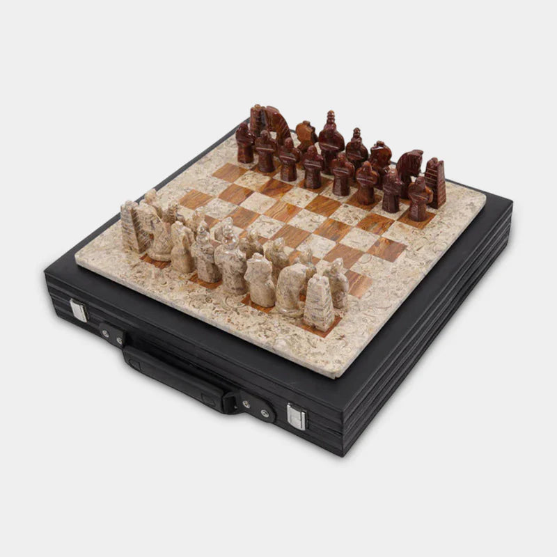 Marble 15 Inch Chess Set - Coral & Marinara Special Edition