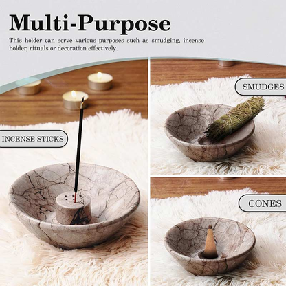 Artreestry Handmade Marble Incense Holder Round