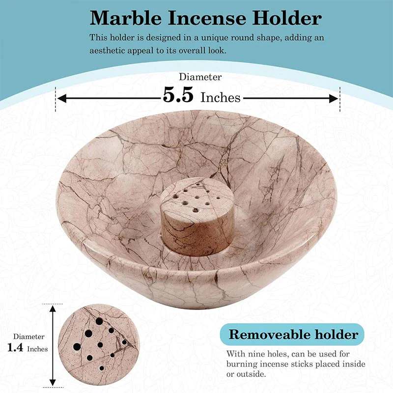 Artreestry Handmade Marble Incense Holder Round