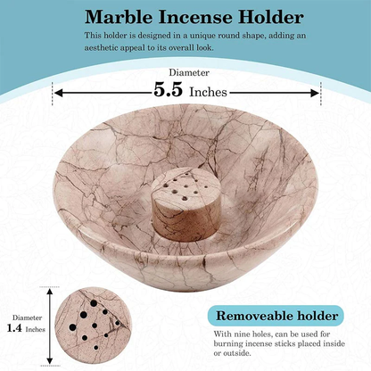 Artreestry Handmade Marble Incense Holder Round