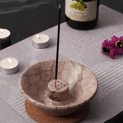 Artreestry Handmade Marble Incense Holder Round