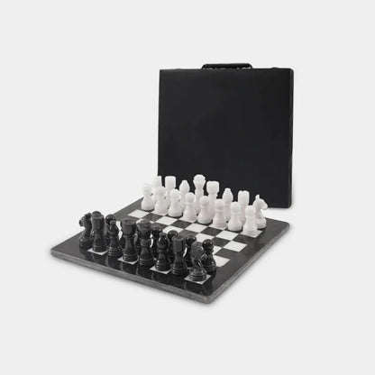 Marble 30cm Chess Set - Black & White