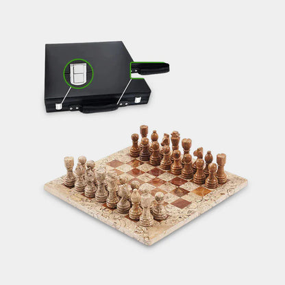Marble 30cm Chess Set - Coral & Red