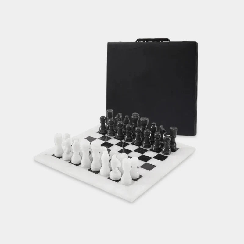 Marble 30cm Chess Set - White & Black