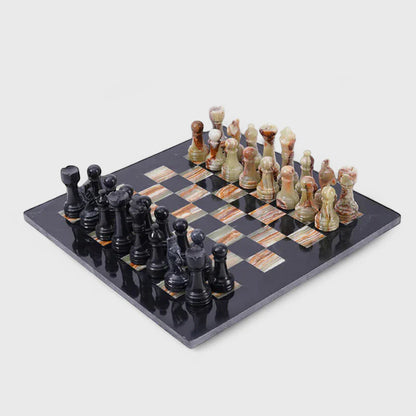 Marble 38cm Chess Set - Black & Green