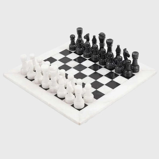 Marble 38cm Chess Set - Black & White