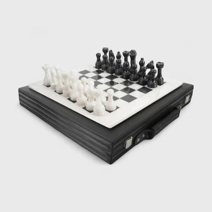Marble 38cm Chess Set - Black & White
