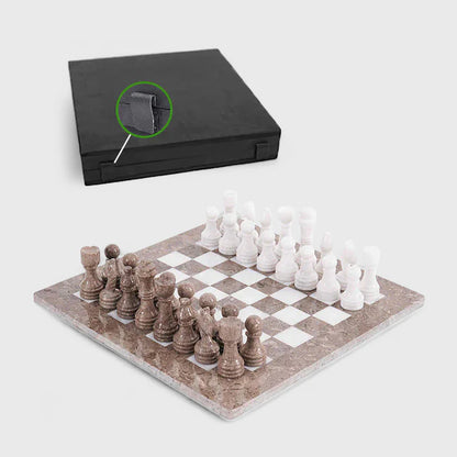 Marble 38cm Chess Set - Oceanic & White