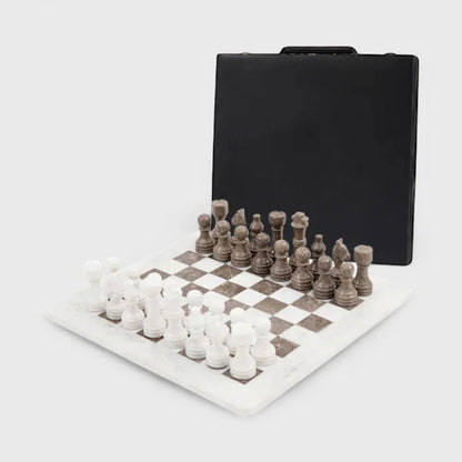 Marble 38cm Chess Set - White & Oceanic