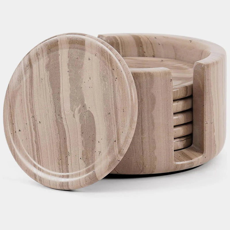 Marble Coaster Set with Holder