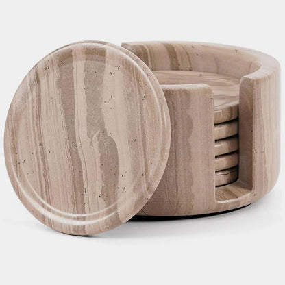 Marble Coaster Set with Holder