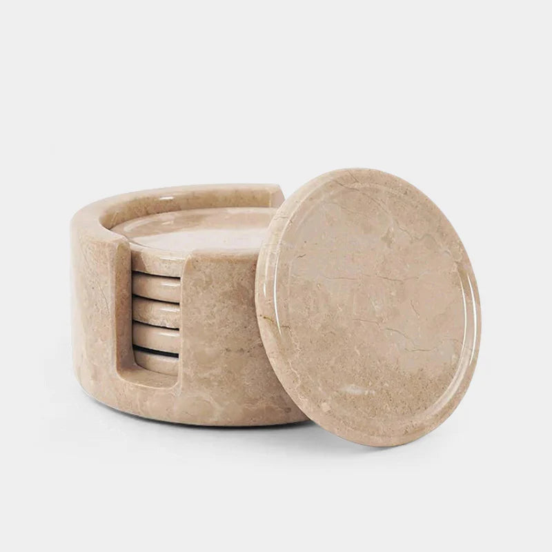 Marble Coaster Set with Holder
