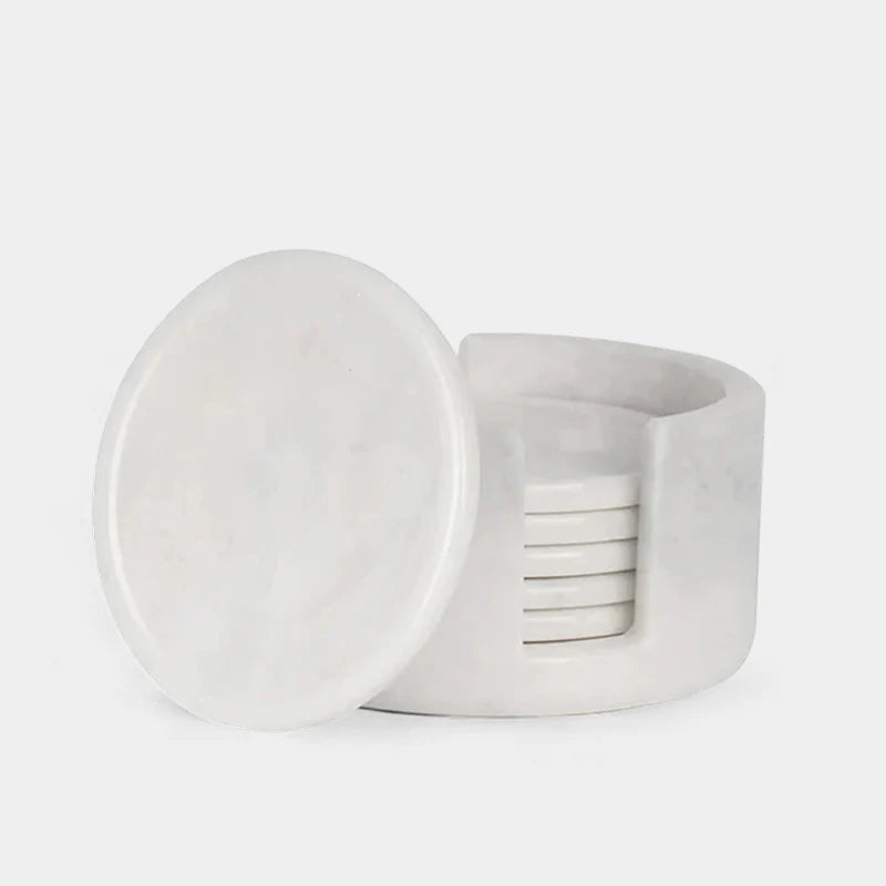 Marble Coaster Set with Holder