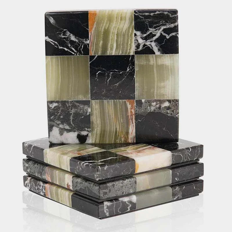 Marble Coasters Set of 4 - Checker Design