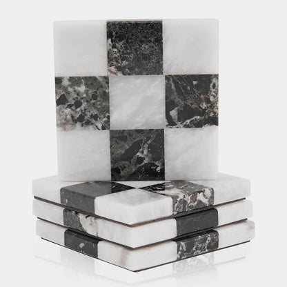 Marble Coasters Set of 4 - Checker Design