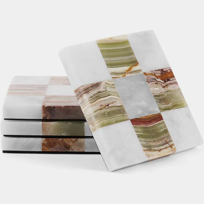 Marble Coasters Set of 4 - Checker Design