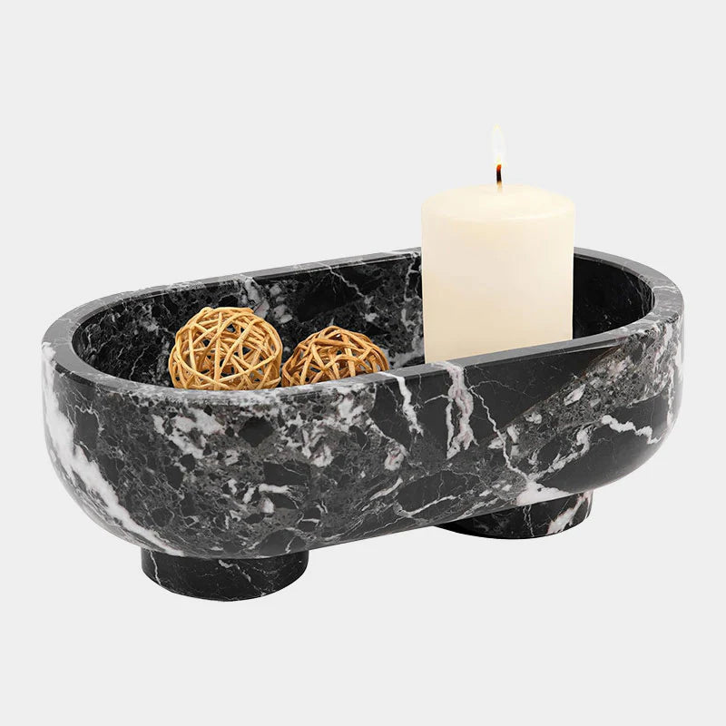 Marble Oval Bowl With Stand