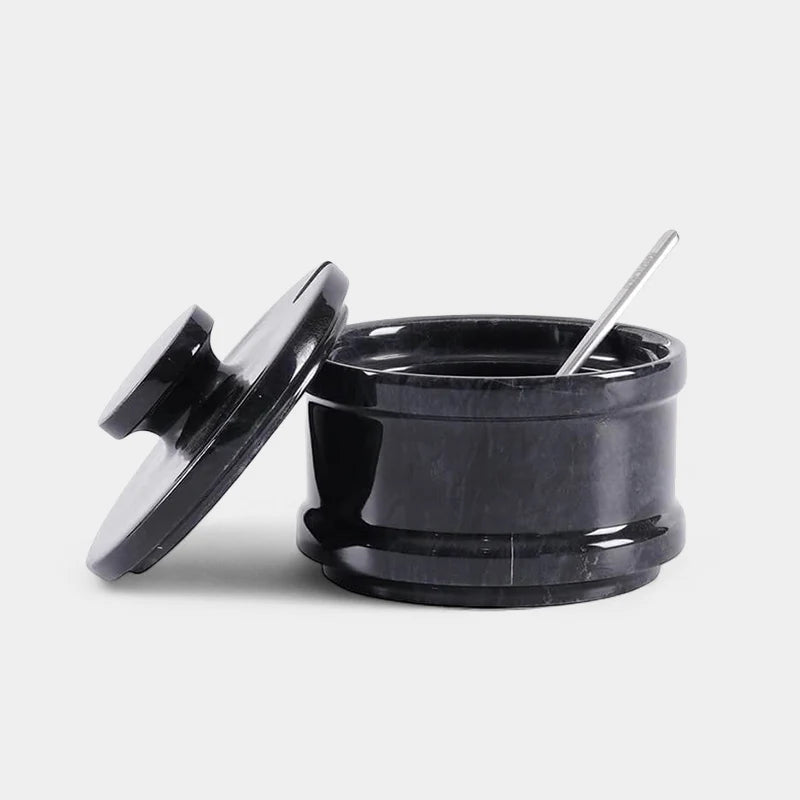 Marble Salt Cellar With Lid & Spoon