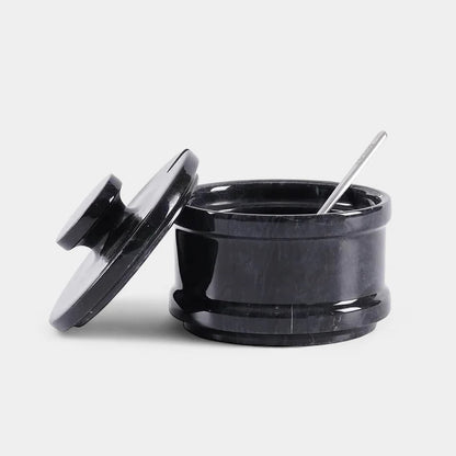 Marble Salt Cellar With Lid & Spoon