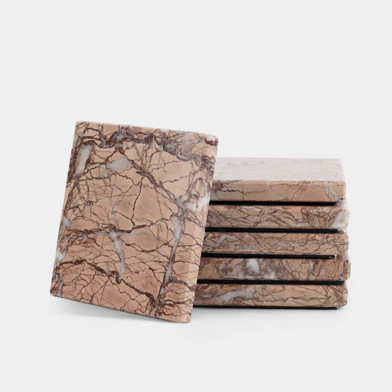 Marble Square Coaster Plates Set