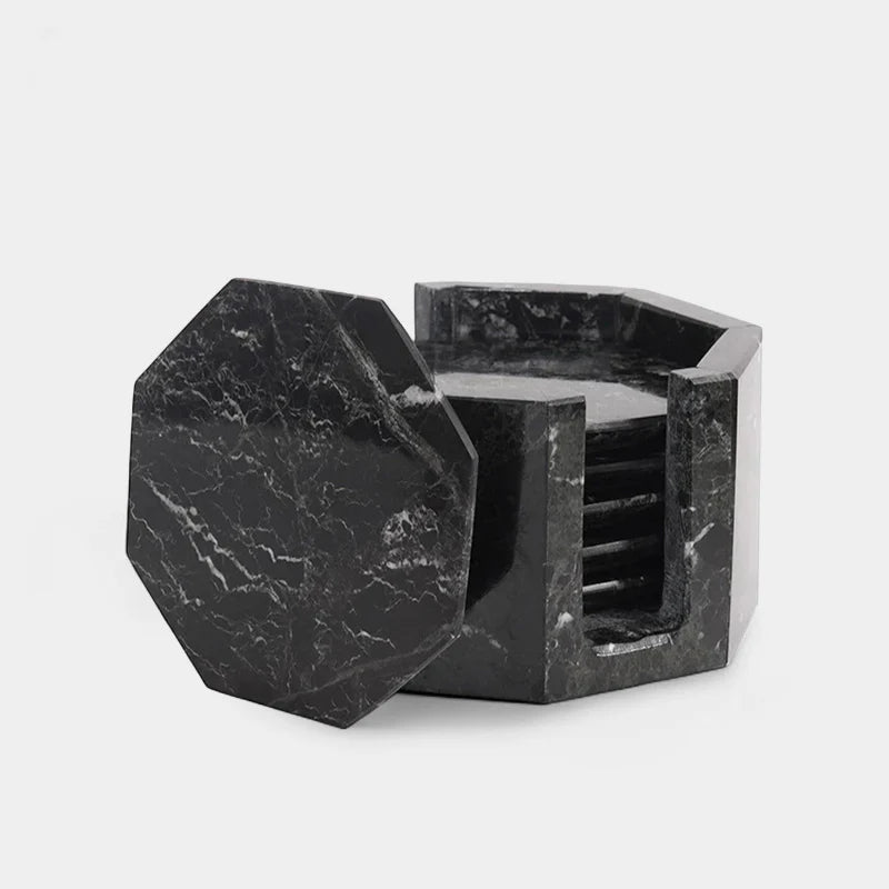 Marble Star Coasters Set Includes Elegant Holder