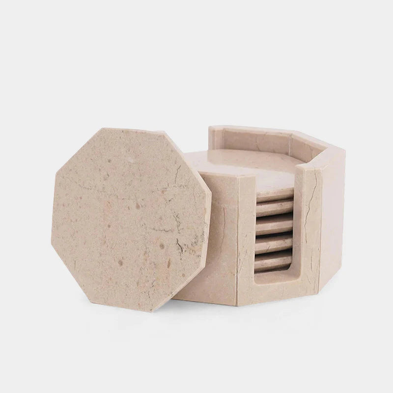 Marble Star Coasters Set Includes Elegant Holder