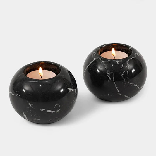 Set Of 2 Tealight Candle Holder Black