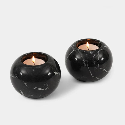 Set Of 2 Tealight Candle Holder Black