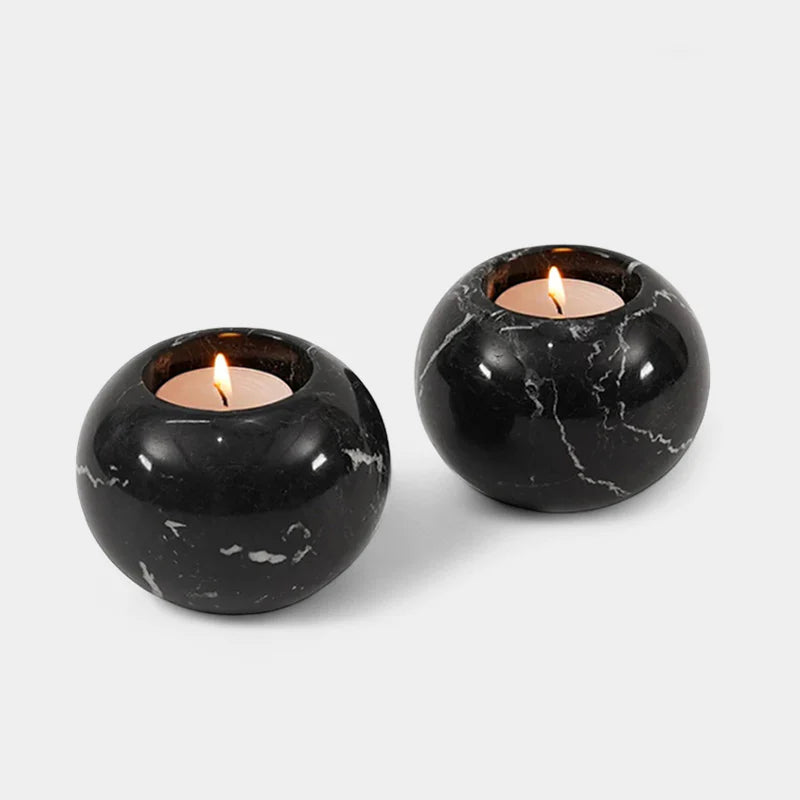 Set Of 2 Tealight Candle Holder Black
