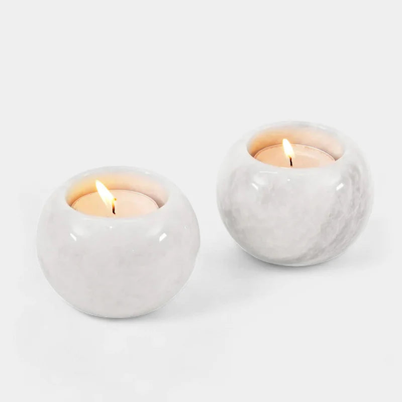 Set Of 2 Tealight Candle Holder White