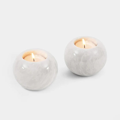 Set Of 2 Tealight Candle Holder White