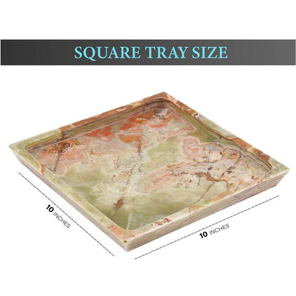 10" Artreestry Handmade Marble Tray Rectangular