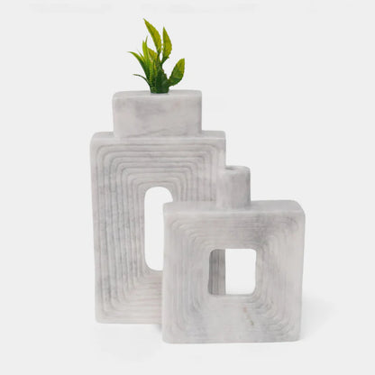 Square Vase With Lines