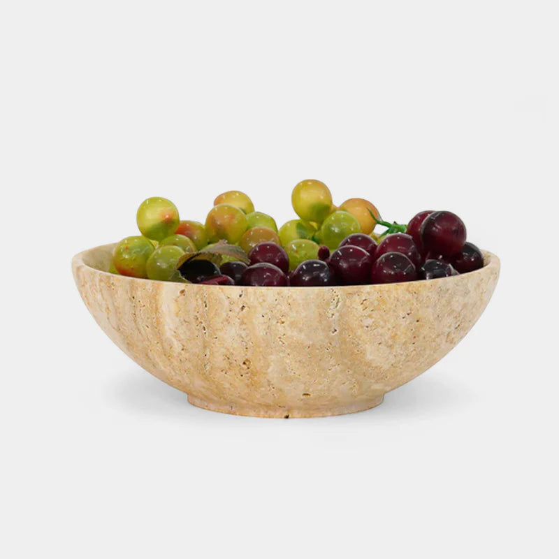 Travertine Fruit Bowl – handmade natural marble stone by Artreestry