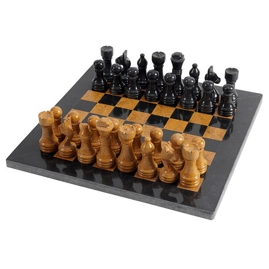 12" Artreestry Handmade Marble Chess Set Black and Golden