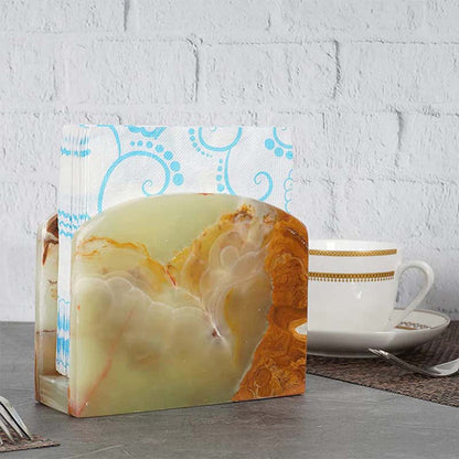 Artreestry Marble Napkin Holder 5.5" Inch White Handmade Dining Table Napkins Holder - Simple Modern Home & Kitchen Paper Towel Holder Countertop - Used as Utensil Holder, Home Décor & Bar Napkins