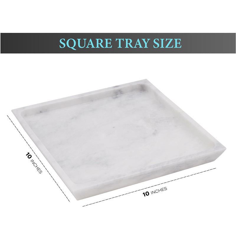 10" Artreestry Handmade Marble Tray Rectangular