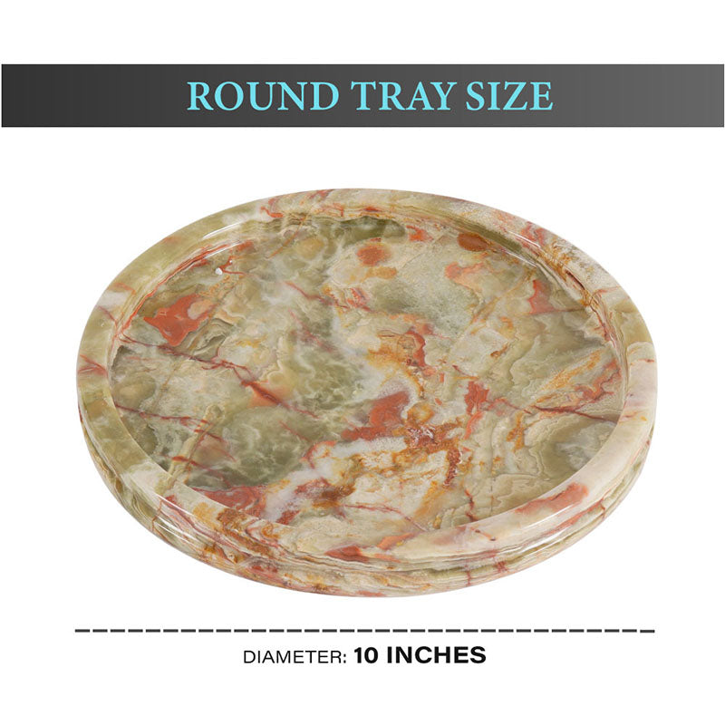 10" Artreestry Handmade Marble Tray Round