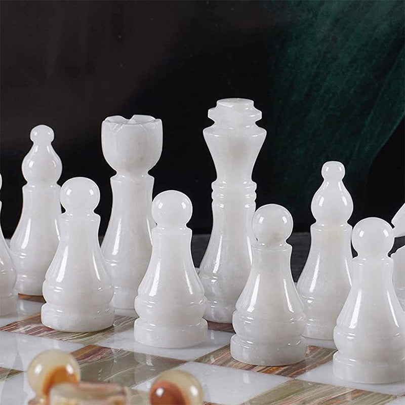 Handmade White and Green Premium Quality Chess Figures  