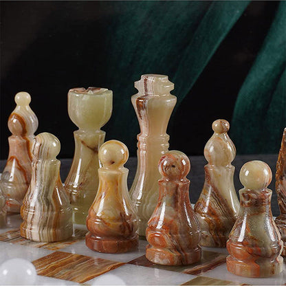 Handmade White and Green Premium Quality Chess pieces