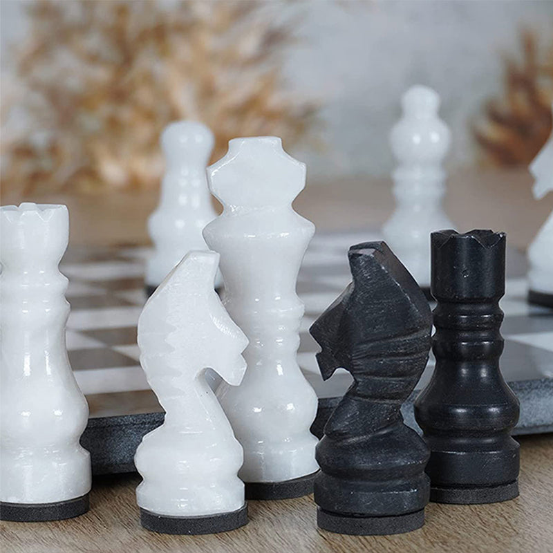 RADICALn Handmade Marble Black and White Staunton Tournament Chess Set