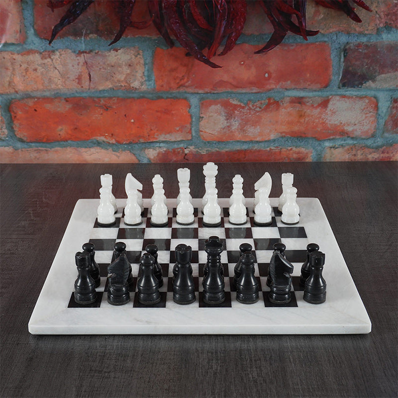White and Black Handmade 15 Inches High Quality Marble Chess Set