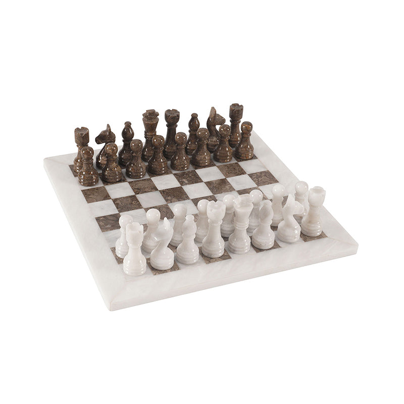 White and Grey Oceanic Handmade 12 Inches High Quality Marble Chess Set