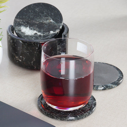 Artreestry Handmade Marble Coasters Round Set of 6 with Coaster Holder